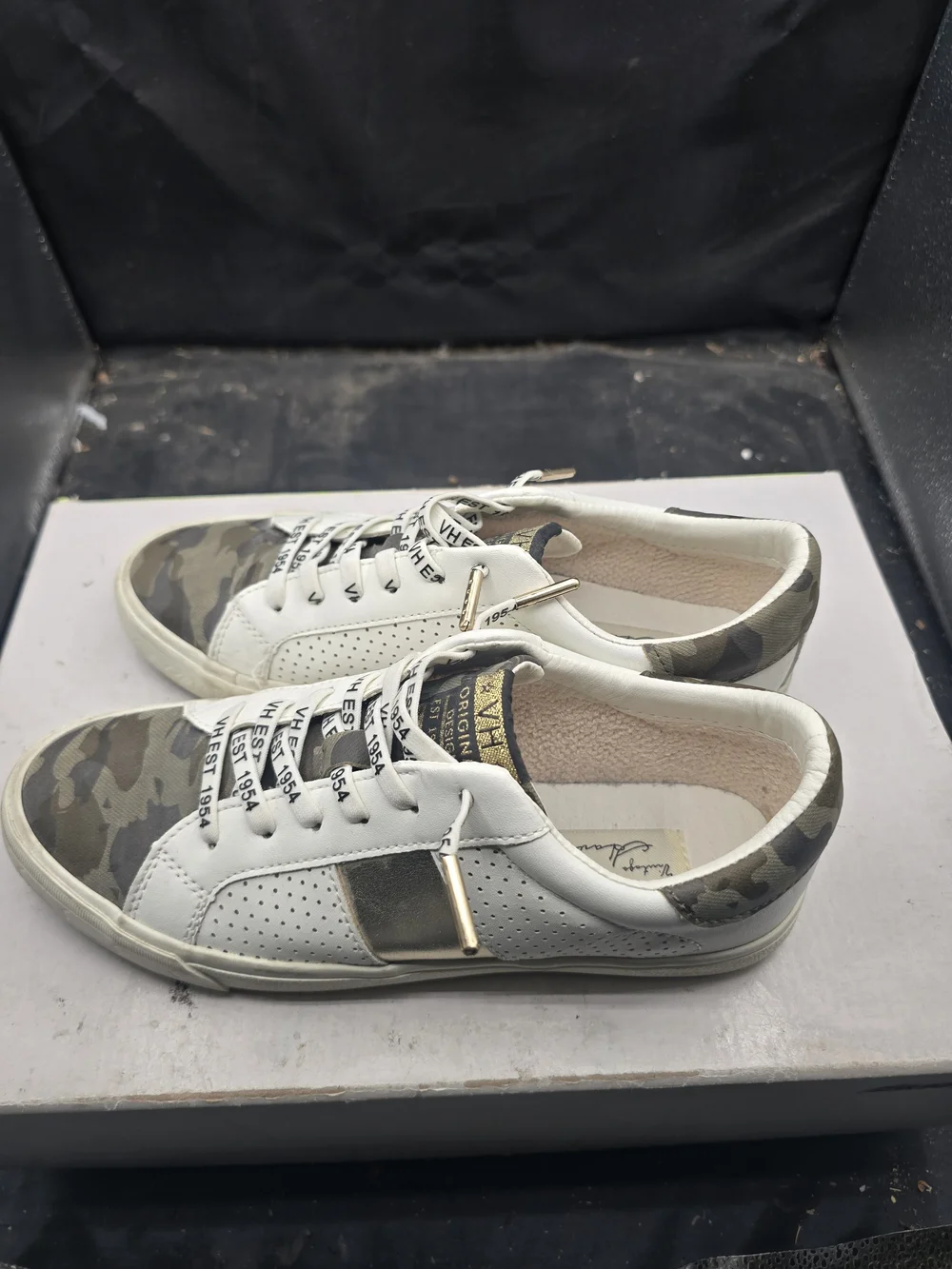 Vintage Havana White and Olive Camo Low-Top Sneakers